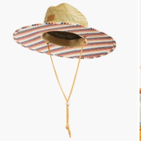 Roxy Tomboy Straw Hat Snow White Confi Stripe S/M NWT - Picture 2 of 10
